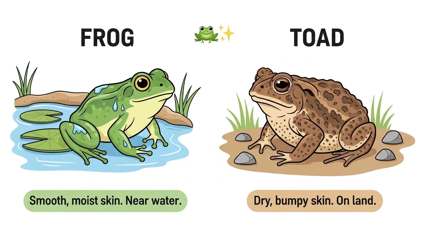 difference between toad and frog