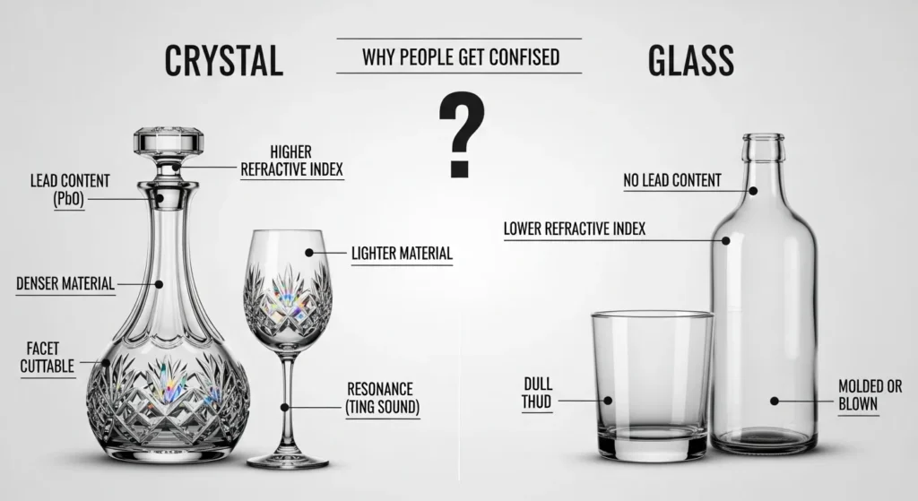 Why People Get Confused in Difference Between Crystal and Glass