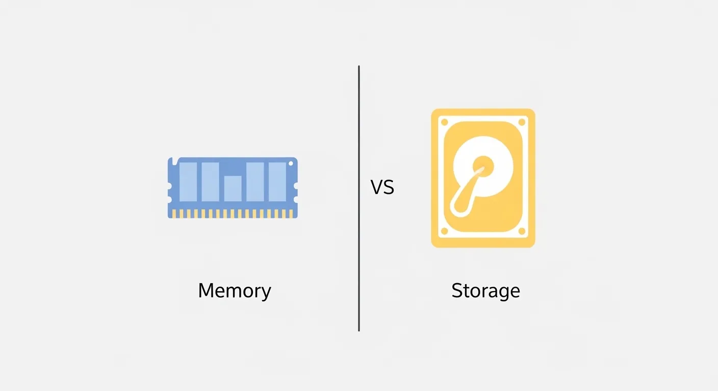difference between memory and storage