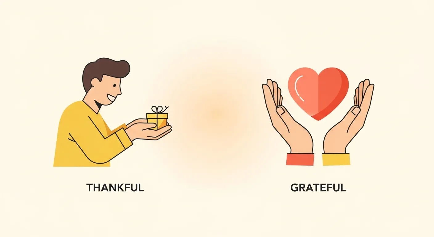 difference between thankful and grateful