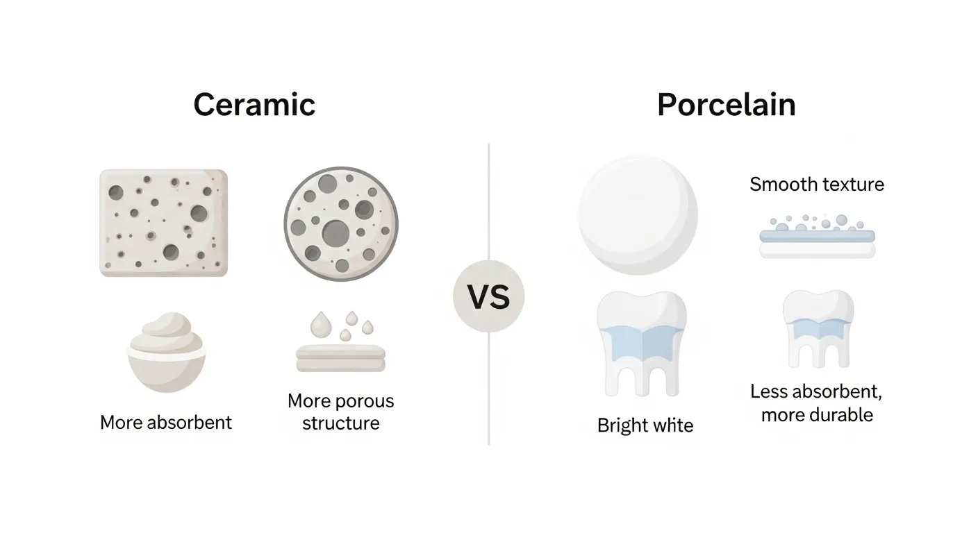difference between ceramic and porcelain