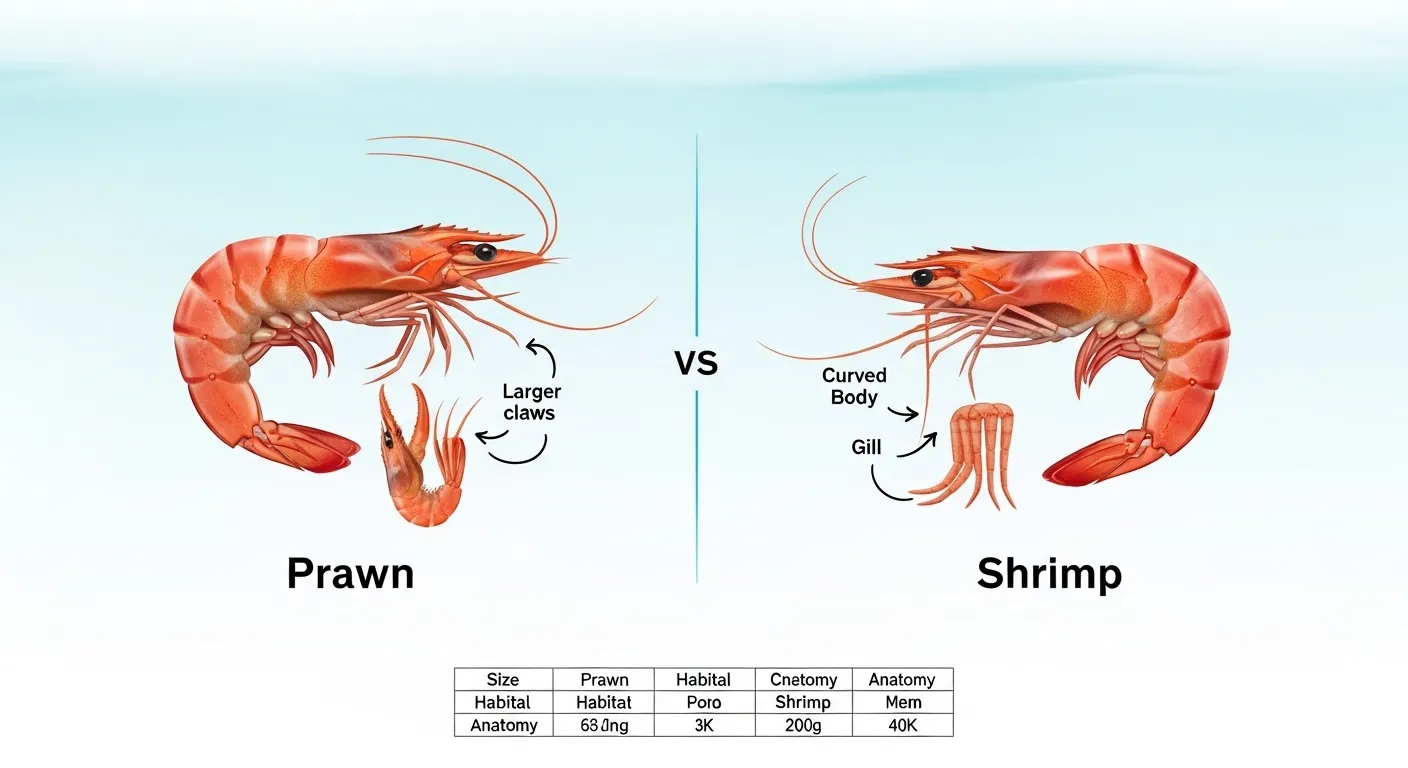 difference between prawn and shrimp