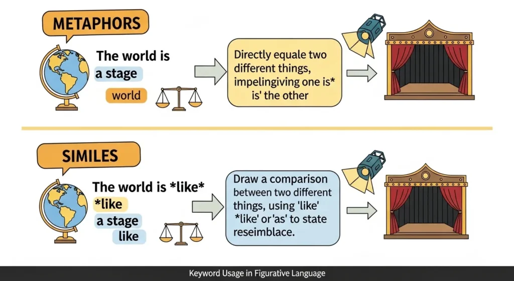 How Are the Keywords Used in Metaphors and Similes?
