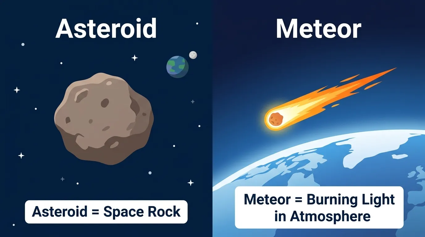 difference between meteor and asteroid