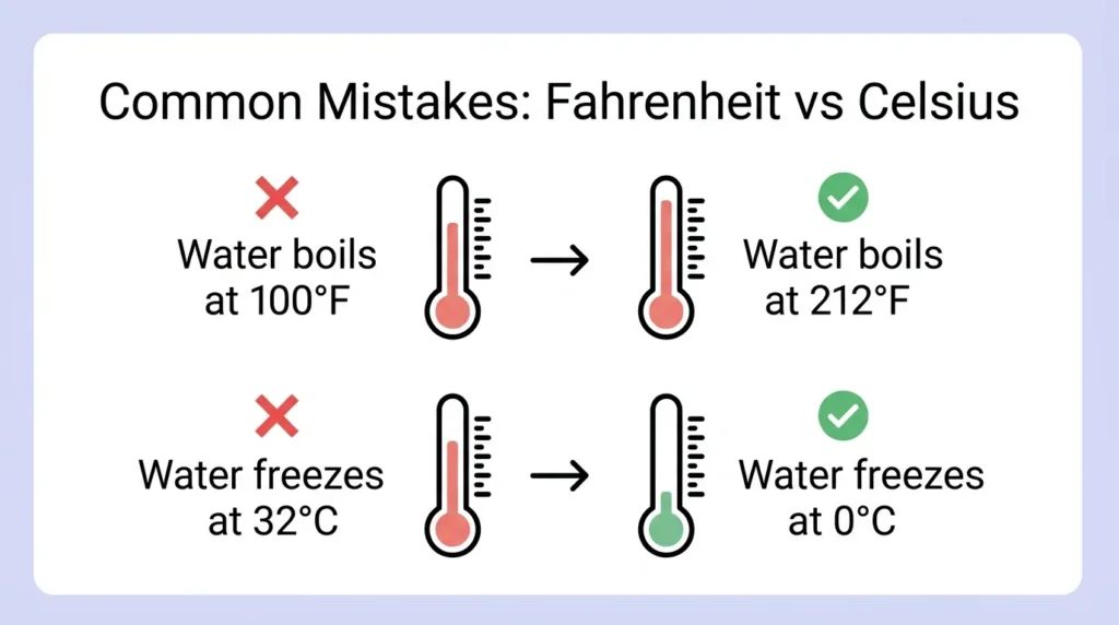 Common Mistakes with Difference Between Fahrenheit and Celsius