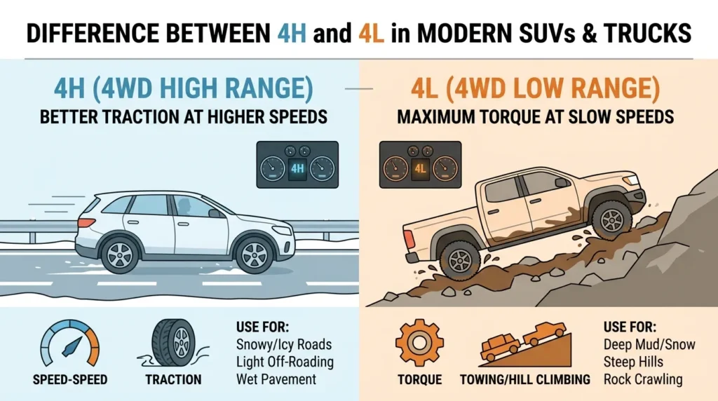 Difference Between 4H and 4L in Modern SUVs and Trucks