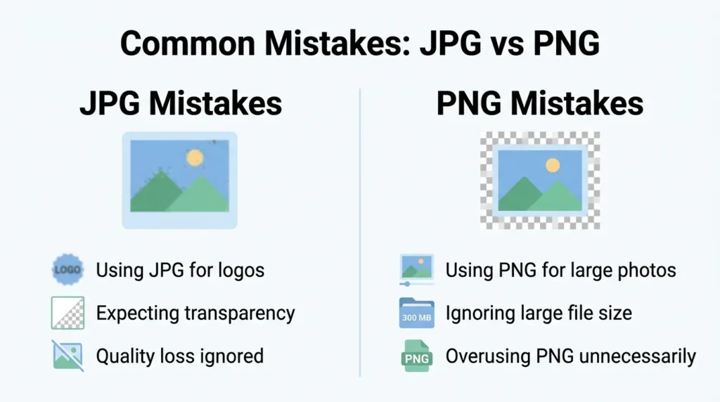 Common Mistakes with Difference Between JPG and PNG