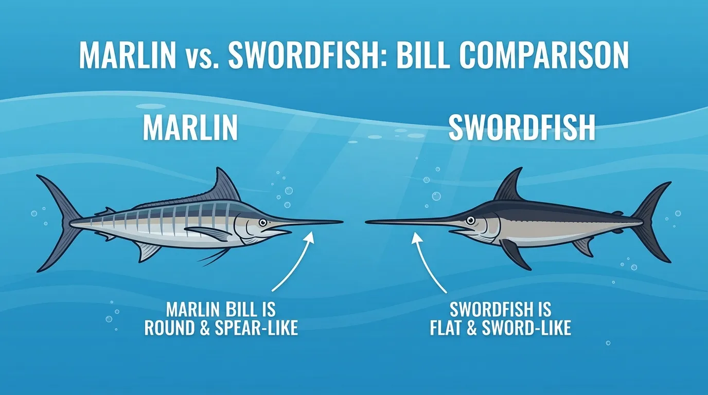 difference between marlin and swordfish
