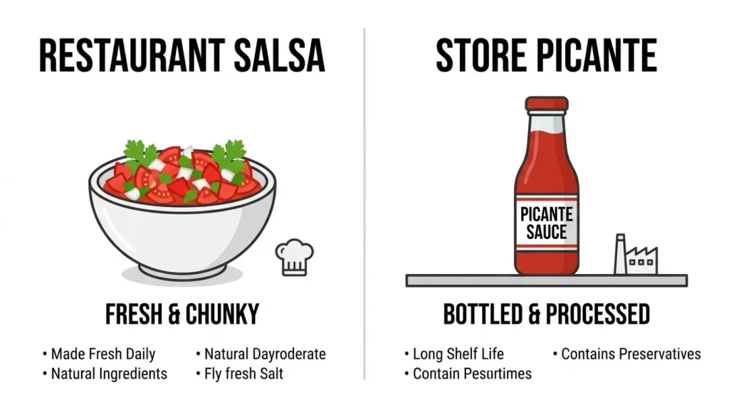 Difference Between Salsa and Picante in Restaurants vs Stores