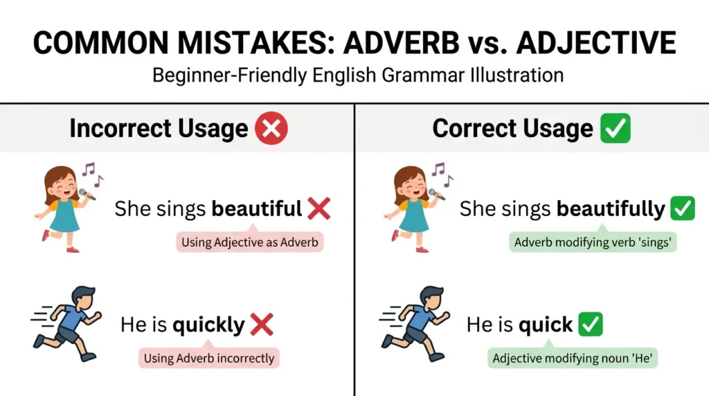 Common Mistakes with Difference Between Adverb and Adjective