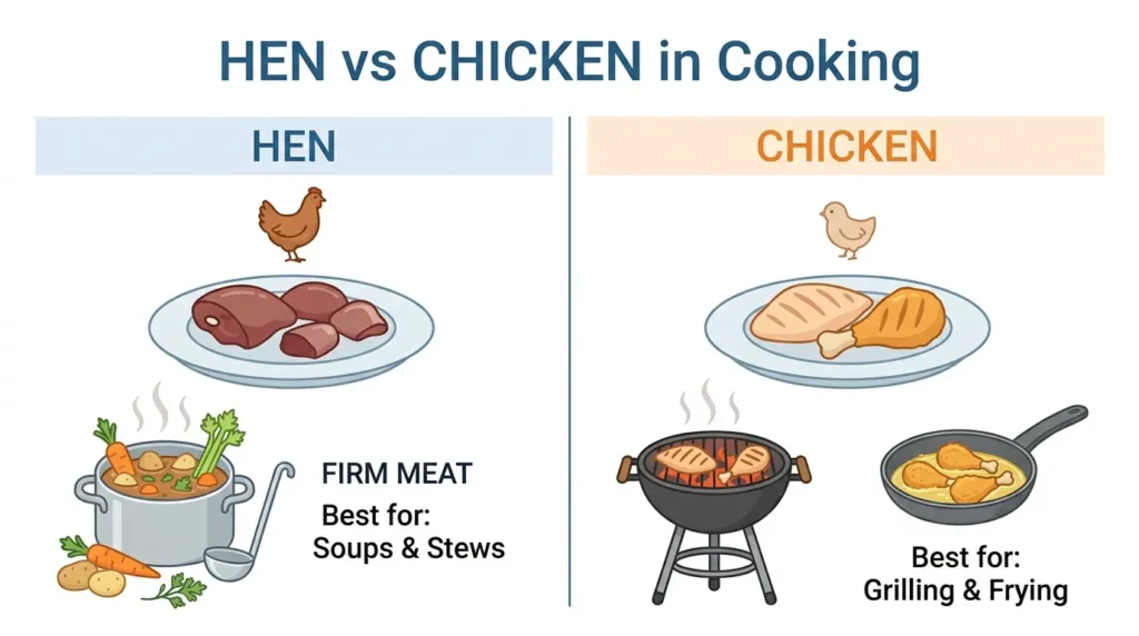 Difference Between Hen and Chicken in Cooking