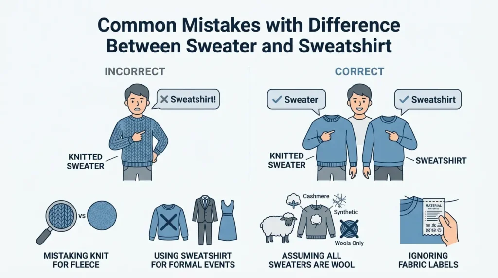 Common Mistakes with Difference Between Sweater and Sweatshirt